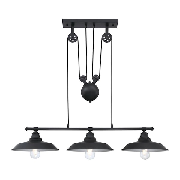 Westinghouse Pendant 60W 3Fixture Pulley Iron Hill 12In, Matte Black Shade 6129400 - main